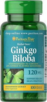Фото Puritan's Pride Ginkgo Biloba Standardized Extract 120 мг 100 капсул
