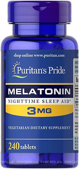 Фото Puritan's Pride Melatonin 3 мг 240 таблеток