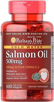 Фото Puritan's Pride Omega-3 Salmon Oil 500 мг 100 капсул