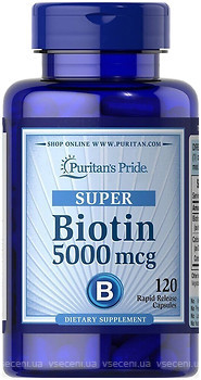 Фото Puritan's Pride Biotin 5000 мкг 120 капсул