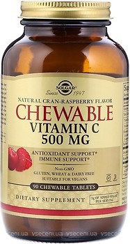 Фото Solgar Chewable Vitamin C зі смаком малини 500 мг 90 таблеток (SOL00408)