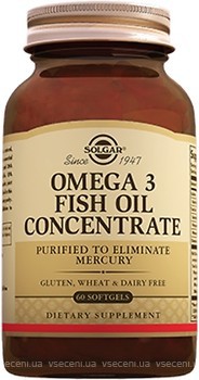 Фото Solgar Omega 3 Fish Oil Concentrate 60 капсул