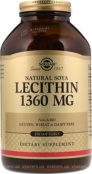 Фото Solgar Natural Soya Lecithin 1360 мг 250 капсул (SOL01541)