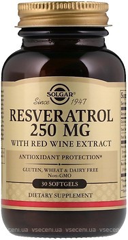 Фото Solgar Resveratrol 250 мг 30 капсул (SOL02336)