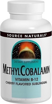 Фото Source Naturals Methyl Cobalamin Vitamin B-12 зі смаком вишні 5 мг 60 льодяників (SN1329)