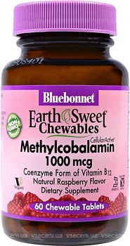 Фото Bluebonnet Nutrition EarthSweet Chewables Methylcobalamin зі смаком малини 1000 мкг 60 таблеток
