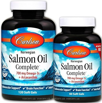Фото Carlson Labs Salmon Oil Complete 120+60 капсул (CAR-18340)