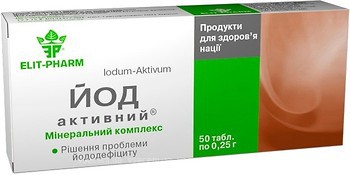 Фото Elit-Pharm Йод активний 0.25 г 50 таблеток