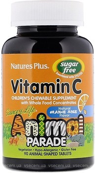Фото Nature's Plus Animal Parade Vitamin C зі смаком апельсина 90 таблеток (29922)