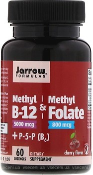 Фото Jarrow Formulas Methyl B-12 & Methyl Folate 5000 мкг/800 мкг 60 льодяників (JRW-18019)