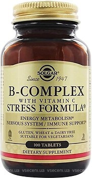 Фото Solgar B-Complex with Vitamin C Stress Formula 100 таблеток (SOL-00200)