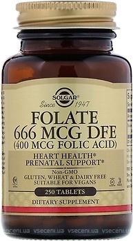 Фото Solgar Folic Acid 400 мкг 250 таблеток (SOL01081)