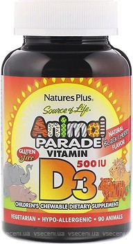 Фото Nature's Plus Animal Parade Vitamin D3 со вкусом вишни 90 таблеток (29950)