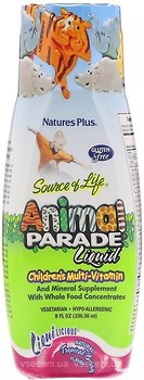 Фото Nature's Plus Animal Parade Children's Multi-Vitamin со вкусом тропических ягод 236.56 мл (29954)