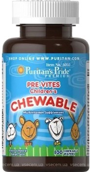 Фото Puritan's Pride Pre-Vites Childrens Multivitamin 100 таблеток