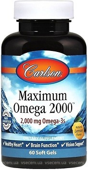 Фото Carlson Labs Maximum Omega 2000 мг зі смаком лимона 60 капсули (CAR-CAR-17200)