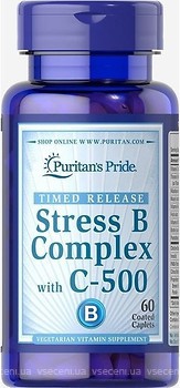 Фото Puritan's Pride Stress Vitamin B-Complex with C-500 60 капсул