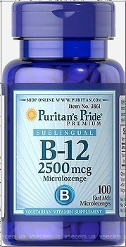 Фото Puritan's Pride Vitamin B-12 2500 мкг 100 льодяників