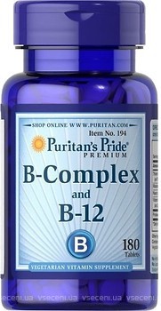 Фото Puritan's Pride B-Complex And Vitamin B-12 180 таблеток
