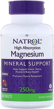 Фото Natrol Magnesium 250 мг зі смаком журавлини, яблука 60 таблеток (NTL07066)