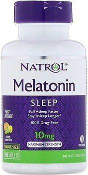 Фото Natrol Melatonin 10 мг зі смаком лимона, апельсина, лайма 100 таблеток (NTL07166)