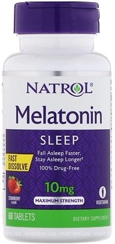 Фото Natrol Melatonin 10 мг зі смаком полуниці 60 таблеток