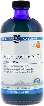 Фото Nordic Naturals Arctic Cod Liver Oil зі смаком апельсина 473 мл (NOR-54786)