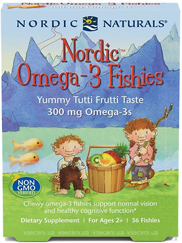 Фото Nordic Naturals Nordic Omega-3 Fishies 300 мг зі смаком фруктів 36 льодяників (NOR-31130)