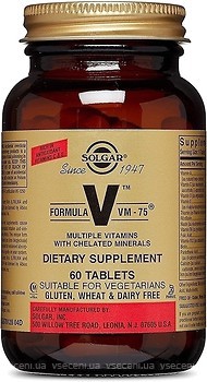 Фото Solgar Formula V VM-75 Multiple Vitamins with Chelated Minerals 60 таблеток