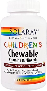 Фото Solaray Children's Chewable Vitamins and Minerals зі смаком вишні 120 таблеток (SOR04797)