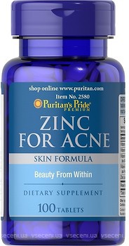 Фото Puritan's Pride Zinc for Acne 100 таблеток