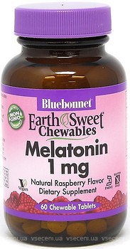 Фото Bluebonnet Nutrition Melatonin 1 мг со вкусом малины 60 таблеток