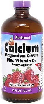 Фото Bluebonnet Nutrition Calcium Magnesium Citrate Vitamin D3 зі смаком полуниці 472 мл