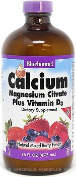 Фото Bluebonnet Nutrition Calcium Magnesium Citrate Vitamin D3 зі смаком ягід 472 мл