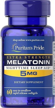 Фото Puritan's Pride Melatonin 5 мг 60 капсул