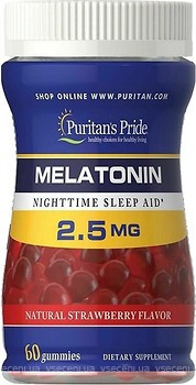 Фото Puritan's Pride Melatonin 2.5 мг зі смаком полуниці 60 таблеток