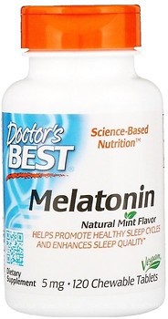 Фото Doctor's Best Melatonin 5 мг зі смаком м'яти 120 таблеток (DRB00407)
