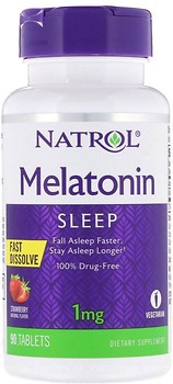 Фото Natrol Melatonin 1 мг зі смаком полуниці 90 таблеток (NTL06324)