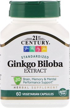 Фото 21st Century Ginkgo Biloba Extract Standardized 60 капсул (21249)