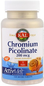 Фото KAL Chromium Picolinate 200 мкг зі смаком кориці 120 таблеток