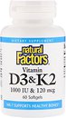 Фото Natural Factors Vitamin D3 & K2 60 капсул (NFS012921)