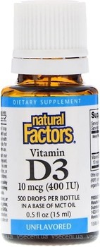 Фото Natural Factors Vitamin D3 Drops 400 IU 15 мл (NFS01058)