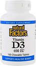 Фото Natural Factors Vitamin D3 400 IU зі смаком полуниці 100 таблеток (NFS01059)