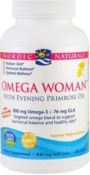 Фото Nordic Naturals Omega Woman with Evening Primrose Oil 830 мг со вкусом лимона 120 капсул (NOR-01780)