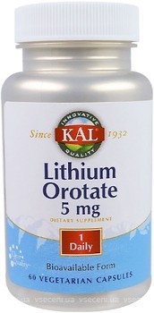 Фото KAL Lithium Orotate 5 мг 60 капсул (CAL38038)