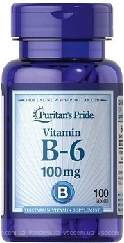 Фото Puritan's Pride Vitamin B-6 100 мг 100 таблеток