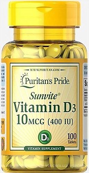 Фото Puritan's Pride Vitamin D3 10 мкг 100 таблеток
