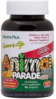Фото Nature's Plus Animal Parade Cherry Flavor зі смаком вишні 90 таблеток (NAP29999)