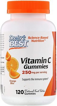 Фото Doctor's Best Vitamin C Gummies зі смаком апельсина 250 мг 120 таблеток (DRB00510)