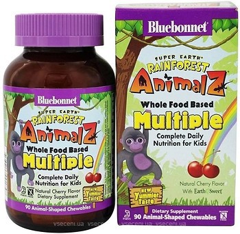 Фото Bluebonnet Nutrition Rainforest Animalz Multiple со вкусом вишни 90 таблеток (BLB0184)